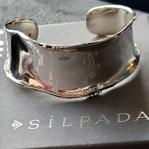 Silpada Jewelry - SILPADA 925 Sterling Silver Wide Cuff Bracelet Rolled Edge Beaded Curved B1435